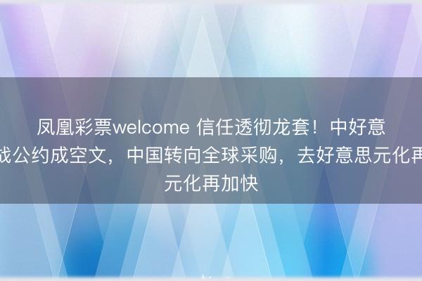 凤凰彩票welcome 信任透彻龙套!中好意思休战公约成空文,中国转向全球采购,去好意思元化再加快