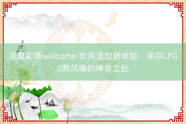 凤凰彩票welcome 吹风造型新体验:徕芬LF03聚风嘴的神奇之处