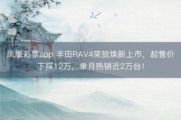 凤凰彩票app 丰田RAV4荣放焕新上市,起售价下探12万,单月热销近2万台!