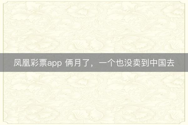 凤凰彩票app 俩月了，一个也没卖到中国去