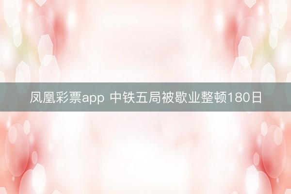 凤凰彩票app 中铁五局被歇业整顿180日