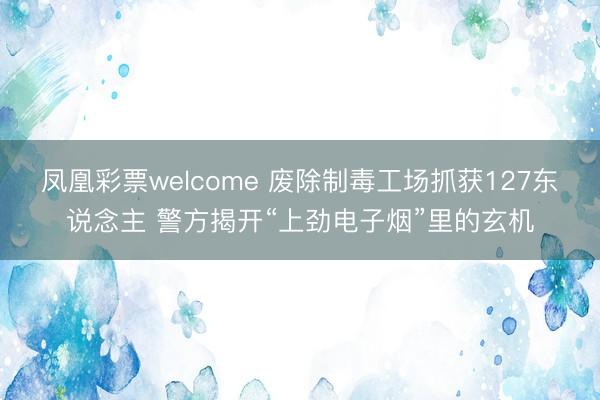 凤凰彩票welcome 废除制毒工场抓获127东说念主 警方揭开“上劲电子烟”里的玄机