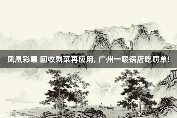 凤凰彩票 回收剩菜再应用， 广州一暖锅店吃罚单!