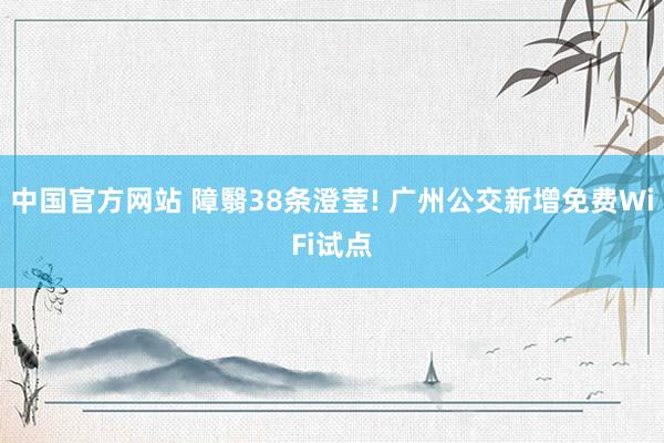 中国官方网站 障翳38条澄莹! 广州公交新增免费WiFi试点