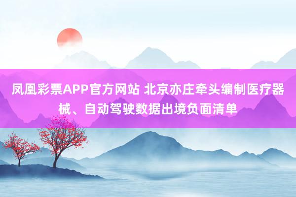 凤凰彩票APP官方网站 北京亦庄牵头编制医疗器械、自动驾驶数据出境负面清单