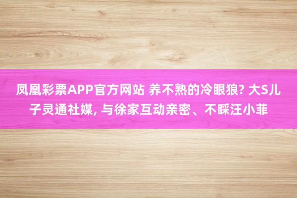 凤凰彩票APP官方网站 养不熟的冷眼狼? 大S儿子灵通社媒， 与徐家互动亲密、不睬汪小菲