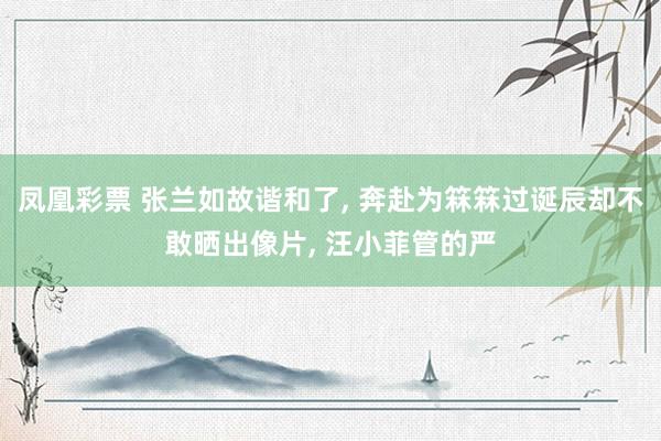凤凰彩票 张兰如故谐和了, 奔赴为箖箖过诞辰却不敢晒出像片, 汪小菲管的严
