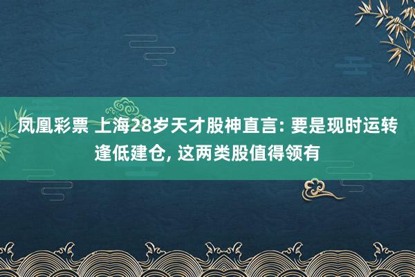 凤凰彩票 上海28岁天才股神直言: 要是现时运转逢低建仓， 这两类股值得领有