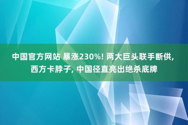 中国官方网站 暴涨230%! 两大巨头联手断供， 西方卡脖子， 中国径直亮出绝杀底牌