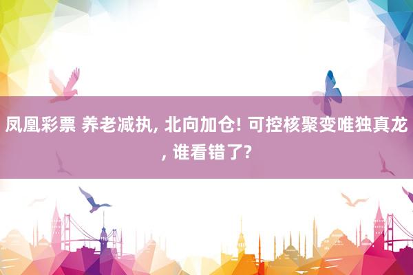 凤凰彩票 养老减执， 北向加仓! 可控核聚变唯独真龙， 谁看错了?