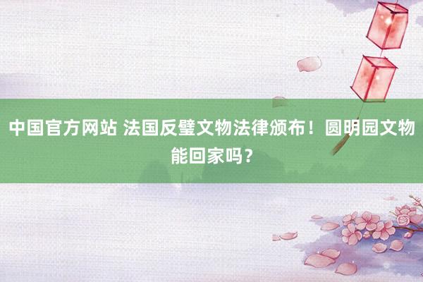 中国官方网站 法国反璧文物法律颁布！圆明园文物能回家吗？