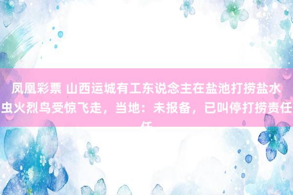凤凰彩票 山西运城有工东说念主在盐池打捞盐水虫火烈鸟受惊飞走,当地:未报备,已叫停打捞责任