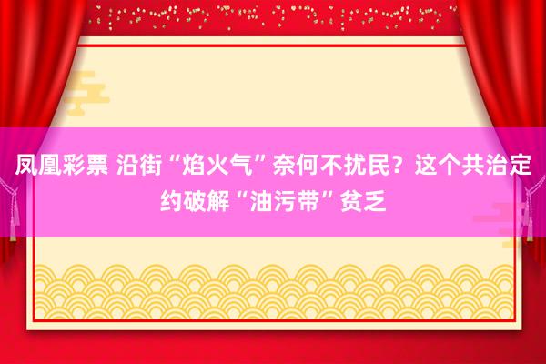 凤凰彩票 沿街“焰火气”奈何不扰民?这个共治定约破解“油污带”贫乏
