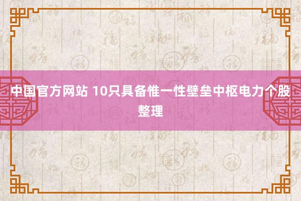 中国官方网站 10只具备惟一性壁垒中枢电力个股整理