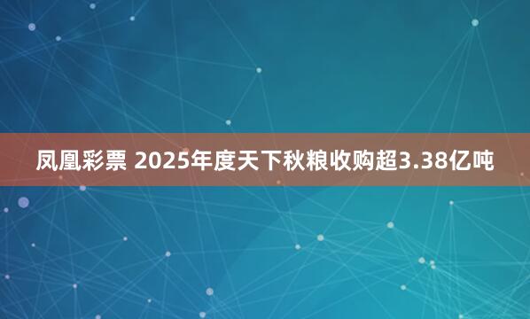 凤凰彩票 2025年度天下秋粮收购超3.38亿吨