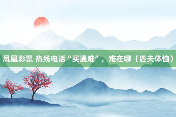 凤凰彩票 热线电话“买通难”，难在哪（匹夫体恤）