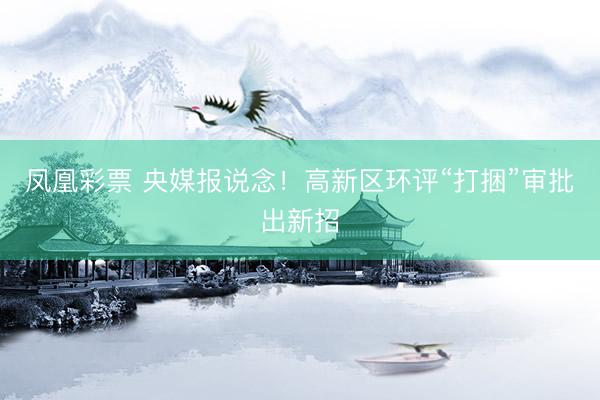 凤凰彩票 央媒报说念！高新区环评“打捆”审批出新招
