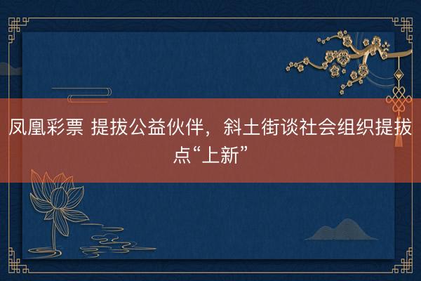 凤凰彩票 提拔公益伙伴，斜土街谈社会组织提拔点“上新”