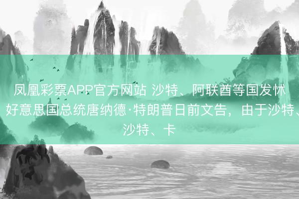 凤凰彩票APP官方网站 沙特、阿联酋等国发怵了。好意思国总统唐纳德·特朗普日前文告，由于沙特、卡