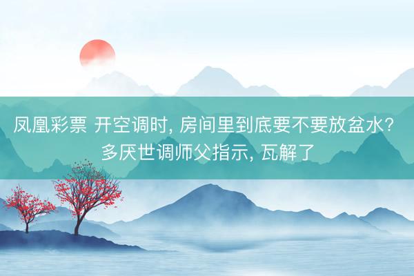 凤凰彩票 开空调时， 房间里到底要不要放盆水? 多厌世调师父指示， 瓦解了