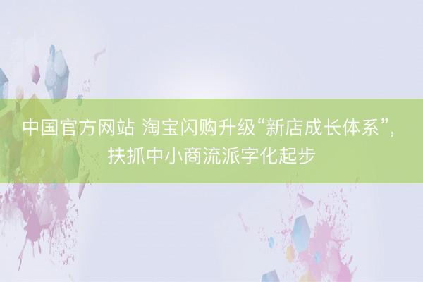 中国官方网站 淘宝闪购升级“新店成长体系”， 扶抓中小商流派字化起步