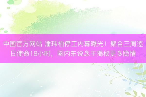 中国官方网站 潘玮柏停工内幕曝光！聚合三周逐日使命18小时，圈内东说念主揭秘更多隐情
