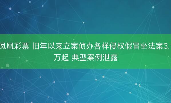 凤凰彩票 旧年以来立案侦办各样侵权假冒坐法案3.1万起 典型案例泄露