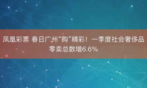 凤凰彩票 春日广州“购”精彩！一季度社会奢侈品零卖总数增6.6％