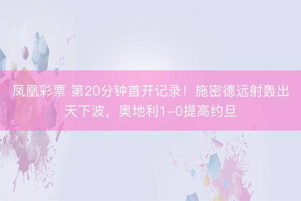 凤凰彩票 第20分钟首开记录！施密德远射轰出天下波，奥地利1-0提高约旦