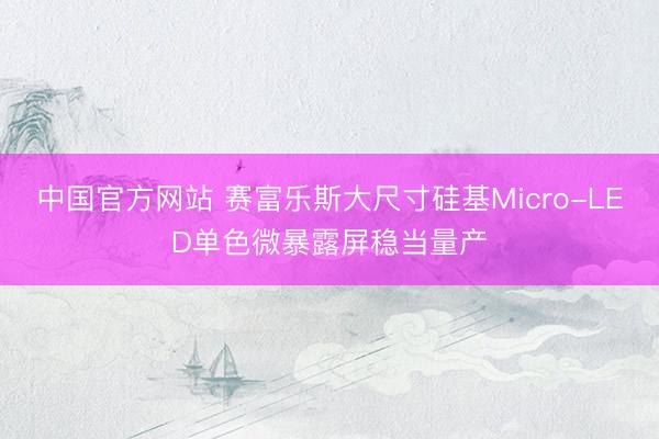 中国官方网站 赛富乐斯大尺寸硅基Micro-LED单色微暴露屏稳当量产